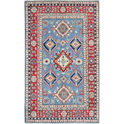 Kazak Wool Hand Knotted Rug Blue 3.10x6.3 -O0422