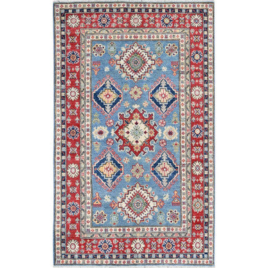 Kazak Wool Hand Knotted Rug Blue 3.10x6.3 -O0422