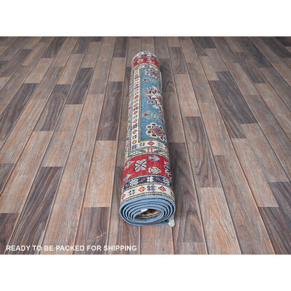 Kazak Wool Hand Knotted Rug Blue 3.10x6.3 -O0422
