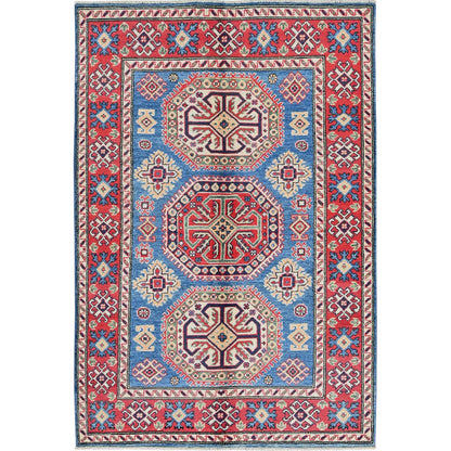 Kazak Wool Hand Knotted Rug Blue 4.1x6.0 -O0423