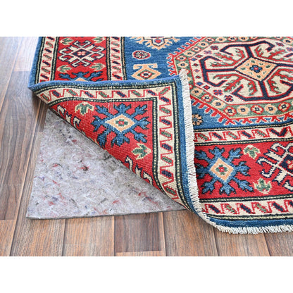 Kazak Wool Hand Knotted Rug Blue 4.1x6.0 -O0423
