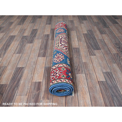 Kazak Wool Hand Knotted Rug Blue 4.1x6.0 -O0423
