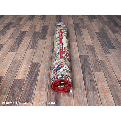 Kazak Wool Hand Knotted Rug Red 3.9x5.3 -O0425