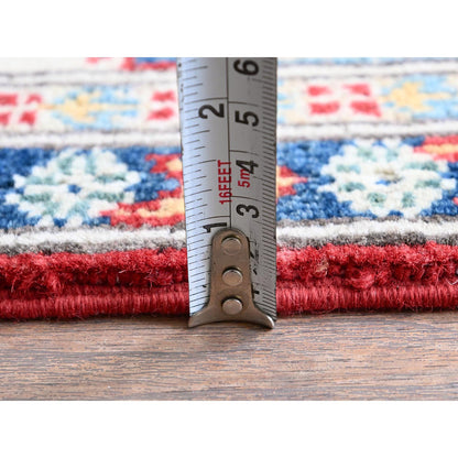 Kazak Wool Hand Knotted Rug Red 3.9x5.3 -O0425