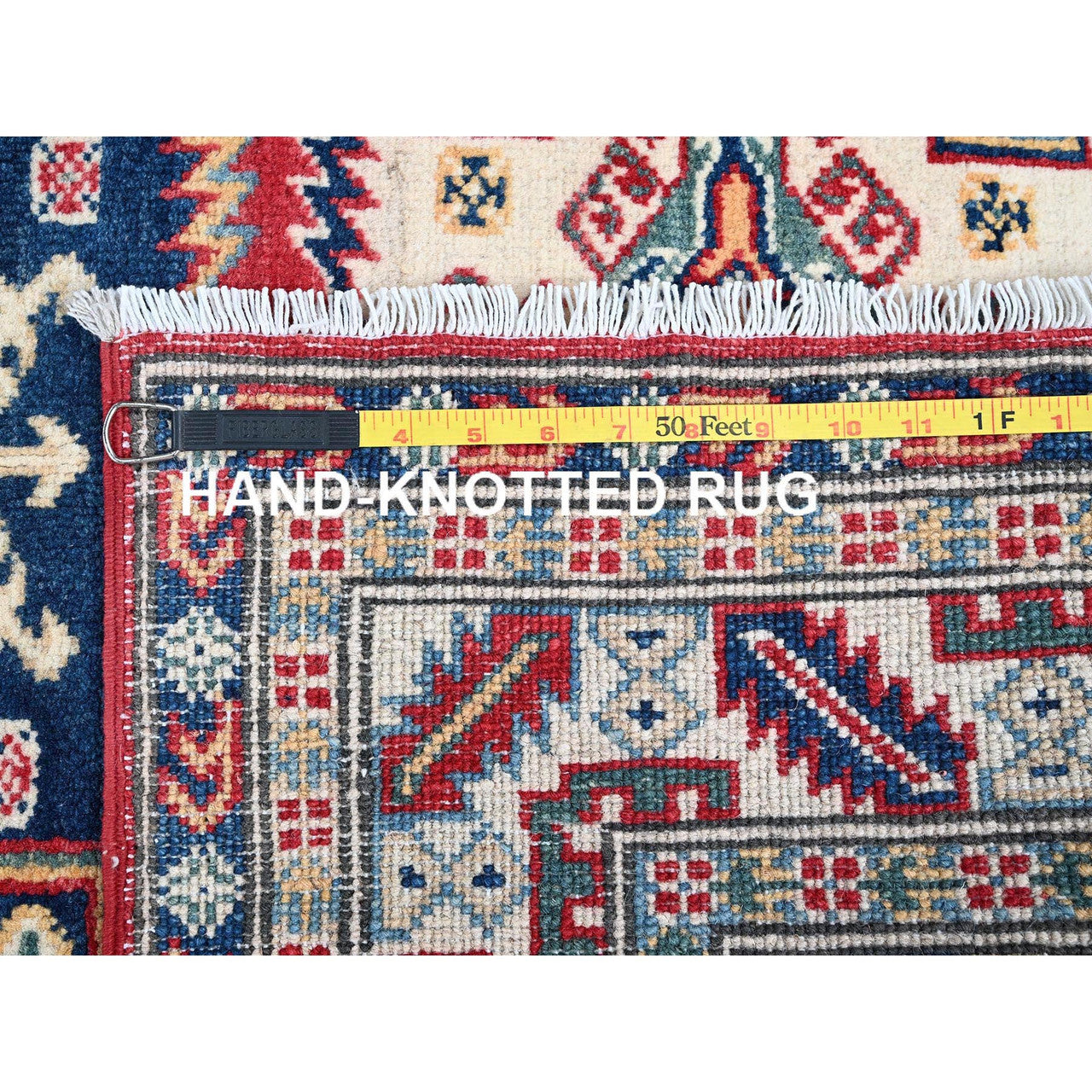 Red 3'9" x 5'3" Kazak Hand knotted Wool Rug - Sku: O0425
