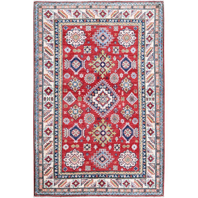 Kazak Wool Hand Knotted Rug Red 4.0x6.0 -O0426