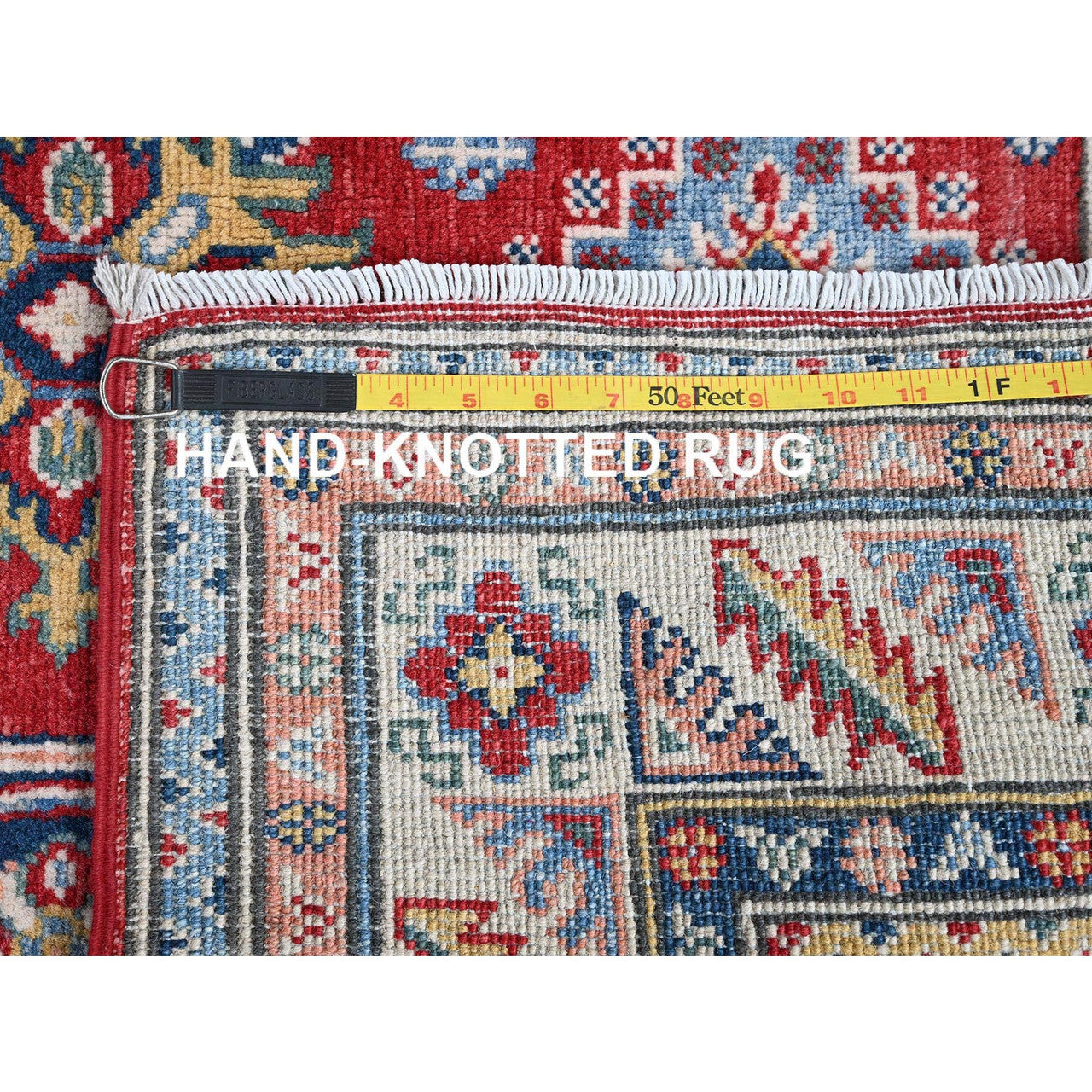 Red 4'0" x 6'0" Kazak Hand knotted Wool Rug - Sku: O0426