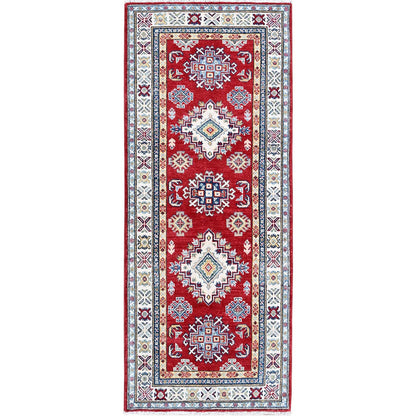Kazak Wool Hand Knotted Rug Red 2.7x6.5 -O0428
