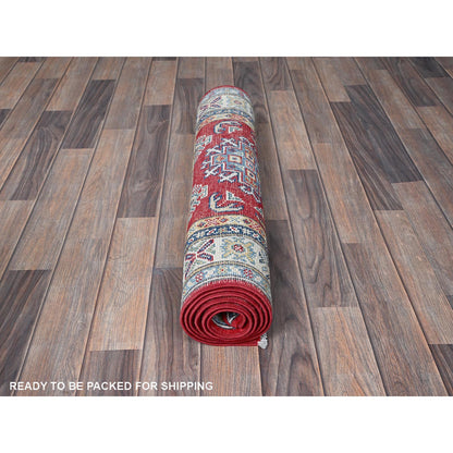 Kazak Wool Hand Knotted Rug Red 2.7x6.5 -O0428