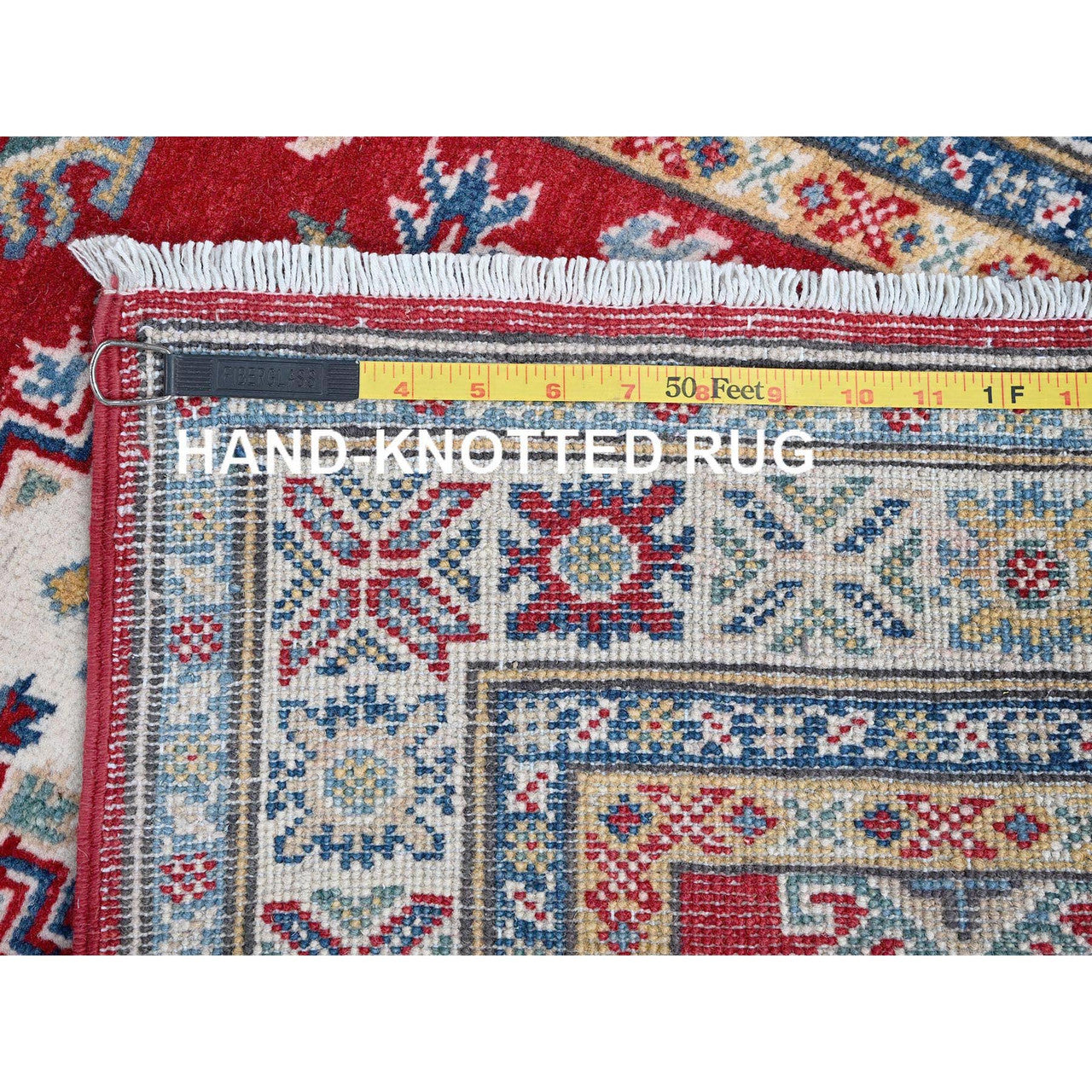 Red 2'7" x 6'5" Kazak Hand knotted Wool Rug - Sku: O0428