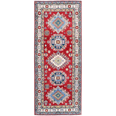 Kazak Wool Hand Knotted Rug Red 2.9x6.8 -O0430