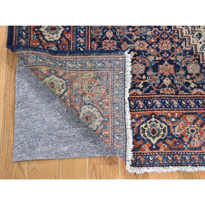 Antique Wool Hand Knotted Rug Blue Salmon 4.4X6.6 -O043137