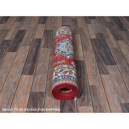 Kazak Wool Hand Knotted Rug Red 2.9x6.3 -O0431