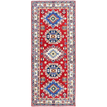 Kazak Wool Hand Knotted Rug Red 2.9x6.6 -O0432