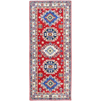 Kazak Wool Hand Knotted Rug Red 2.9x6.6 -O0432