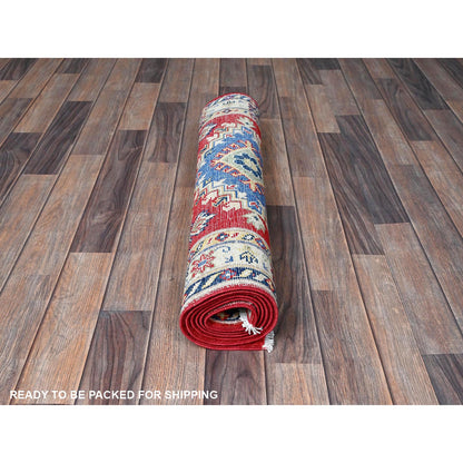 Kazak Wool Hand Knotted Rug Red 2.9x6.6 -O0432