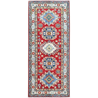 Kazak Wool Hand Knotted Rug Red 2.9x6.4 -O0434