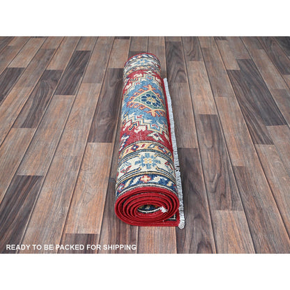 Kazak Wool Hand Knotted Rug Red 2.9x6.4 -O0434