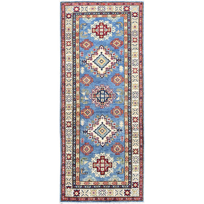 Kazak Wool Hand Knotted Rug Blue 2.6x6.2 -O0435