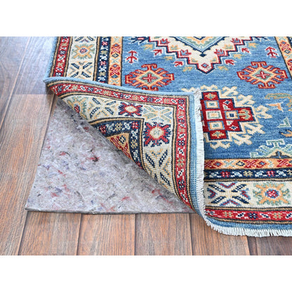 Kazak Wool Hand Knotted Rug Blue 2.6x6.2 -O0435