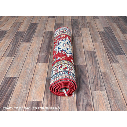 Kazak Wool Hand Knotted Rug Red 2.6x6.3 -O0436