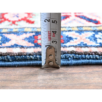 Kazak Wool Hand Knotted Rug Blue 2.7x6.7 -O0437