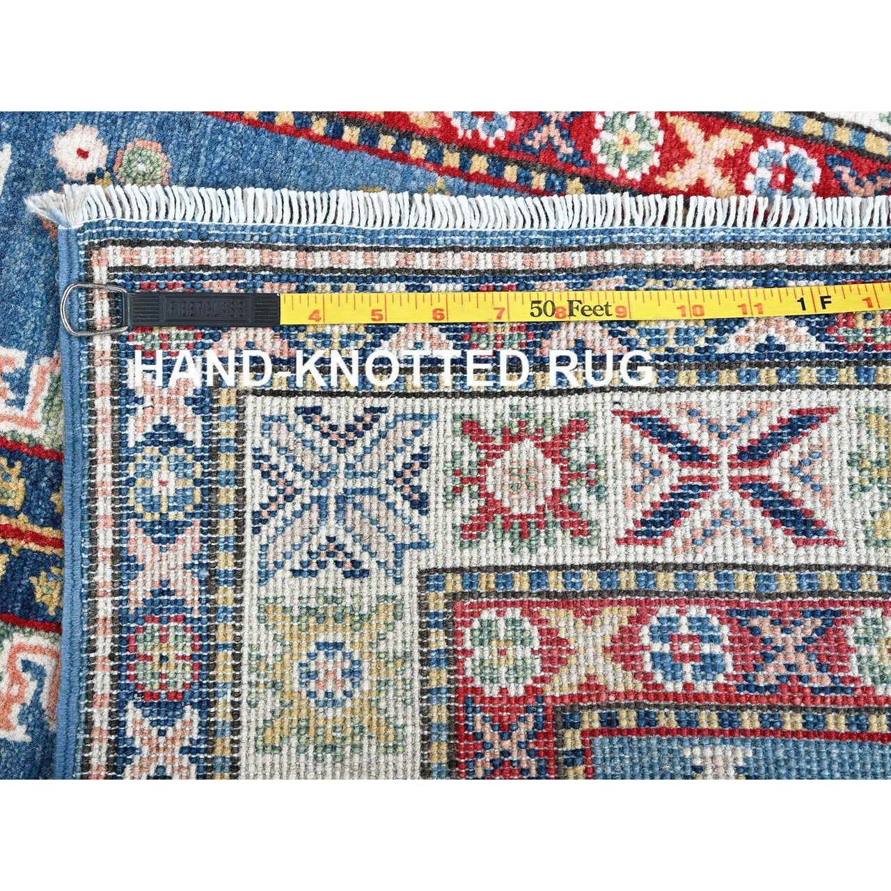 Blue 2'7" x 6'7" Kazak Hand knotted Wool Rug - Sku: O0437