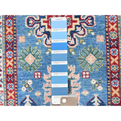 Kazak Wool Hand Knotted Rug Blue 2.7x6.4 -O0438