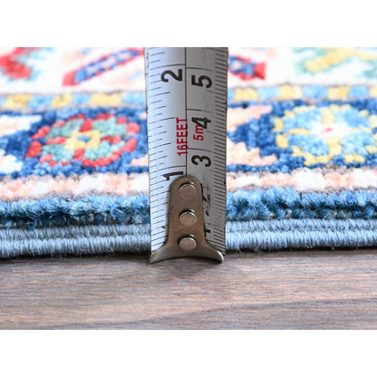 Kazak Wool Hand Knotted Rug Blue 2.7x6.4 -O0438