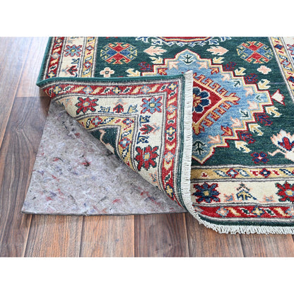 Kazak Wool Hand Knotted Rug Green 2.6x9.9 -O0439