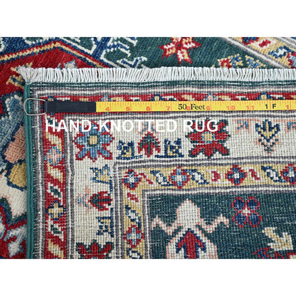 Kazak Wool Hand Knotted Rug Green 2.6x9.9 -O0439