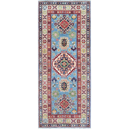Kazak Wool Hand Knotted Rug Blue 2.8x6.6 -O0440