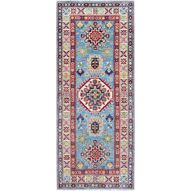Kazak Wool Hand Knotted Rug Blue 2.8x6.6 -O0440