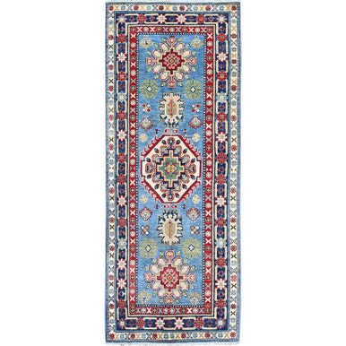 Kazak Wool Hand Knotted Rug Blue 2.7x6.7 -O0442