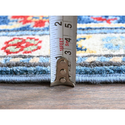 Kazak Wool Hand Knotted Rug Blue 2.7x6.7 -O0442