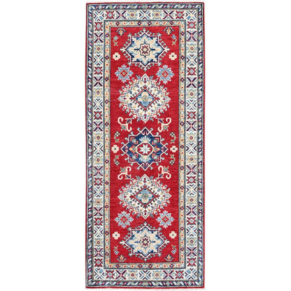 Kazak Wool Hand Knotted Rug Red 2.7x6.5 -O0443