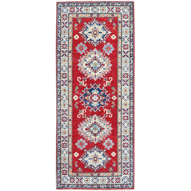 Kazak Wool Hand Knotted Rug Red 2.7x6.5 -O0443