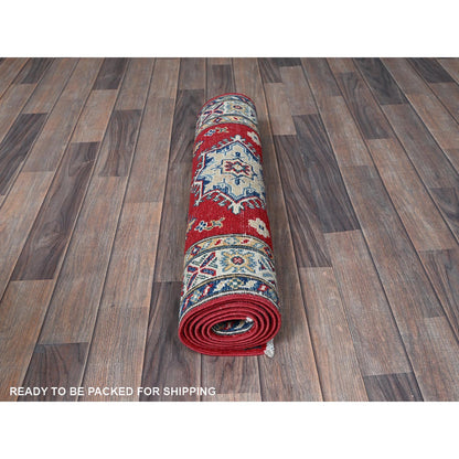 Kazak Wool Hand Knotted Rug Red 2.7x6.5 -O0443