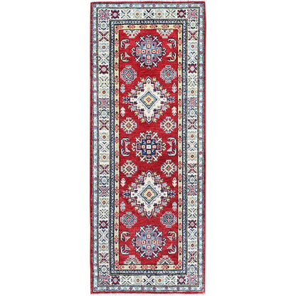 Kazak Wool Hand Knotted Rug Red 2.8x6.4 -O0444