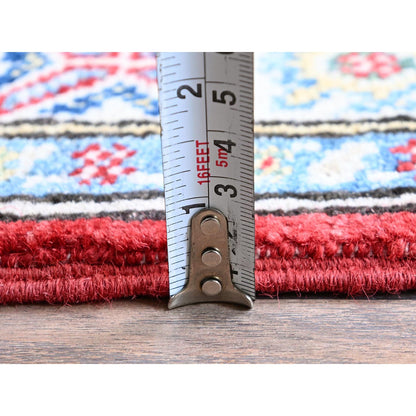 Kazak Wool Hand Knotted Rug Red 2.8x6.4 -O0444