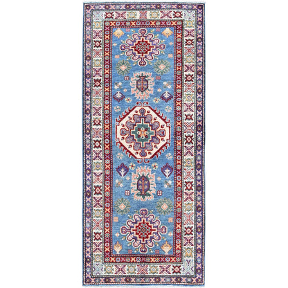 Kazak Wool Hand Knotted Rug Blue 2.8x6.4 -O0446
