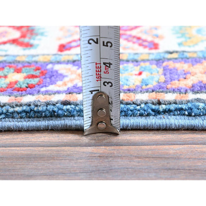 Kazak Wool Hand Knotted Rug Blue 2.8x6.4 -O0446