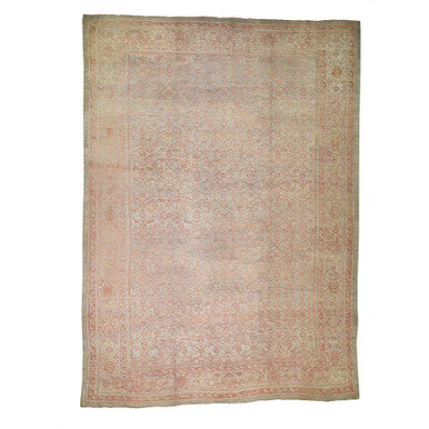 Antique Wool Hand Knotted Rug Orange Peach 10.10X15.3 -O044738
