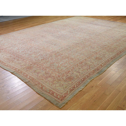 Antique Wool Hand Knotted Rug Orange Peach 10.10X15.3 -O044738