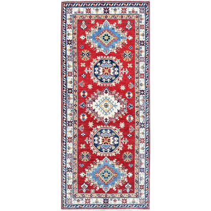 Kazak Wool Hand Knotted Rug Red 2.9x6.7 -O0447