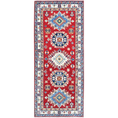 Kazak Wool Hand Knotted Rug Red 2.9x6.7 -O0447