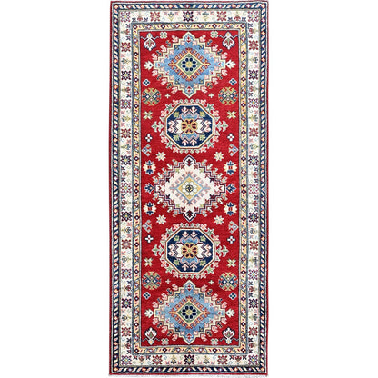 Kazak Wool Hand Knotted Rug Red 2.9x6.6 -O0448