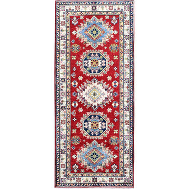Kazak Wool Hand Knotted Rug Red 2.9x6.6 -O0448