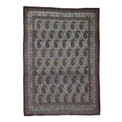 Antique Wool Hand Knotted Rug Ivory No Border 6.3X8.9 -O044939