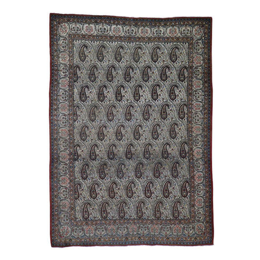 Antique Wool Hand Knotted Rug Ivory No Border 6.3X8.9 -O044939